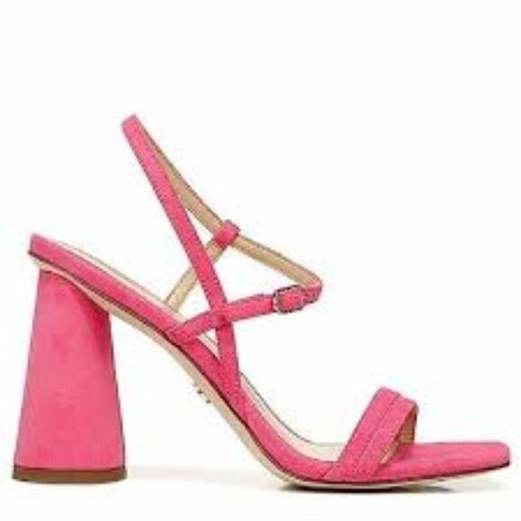 Sam Edelman Kit Dahlia Pink Square Toe Slingback Cylindrical Block Heel Sandals - Picture 1 of 6